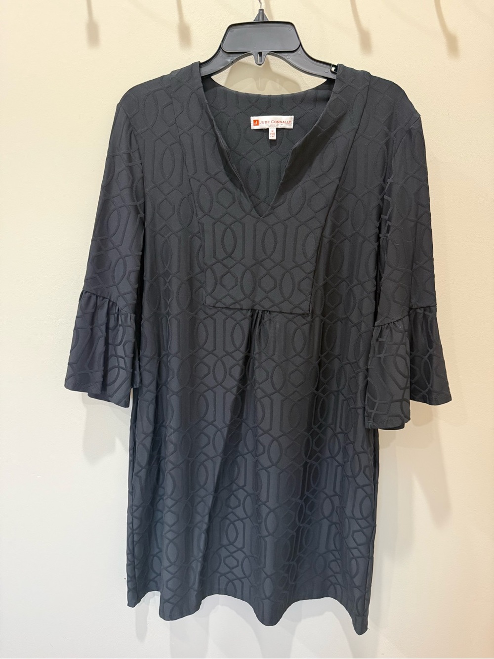 Jude Connally Black Textured V-Neck Tunic with Bell Sleeves